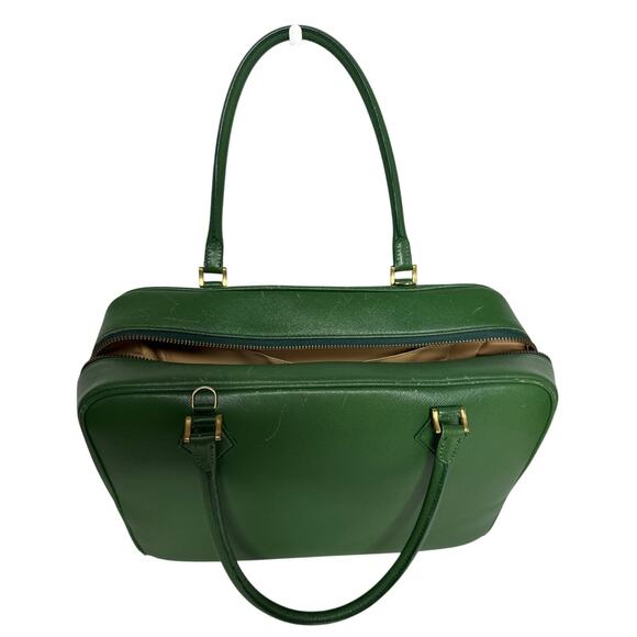 Vintage Retro Foxey Green leather bag 2 top handles zip around closure - Picture 2 of 13